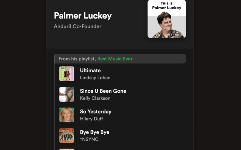 Spotify’s terrible privacy settings just leaked Palmer Luckey’s bops and bangers