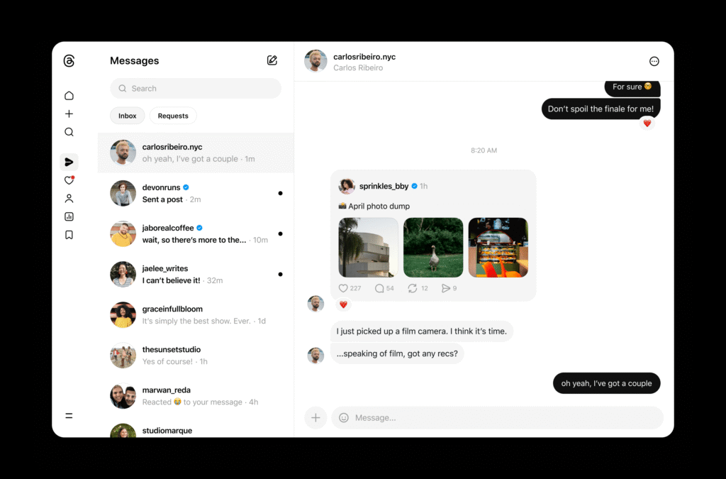 Threads is finally getting DMs on the web