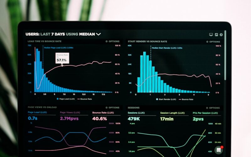 Ai-generated csam detection — graphs of performance analytics on a laptop screen